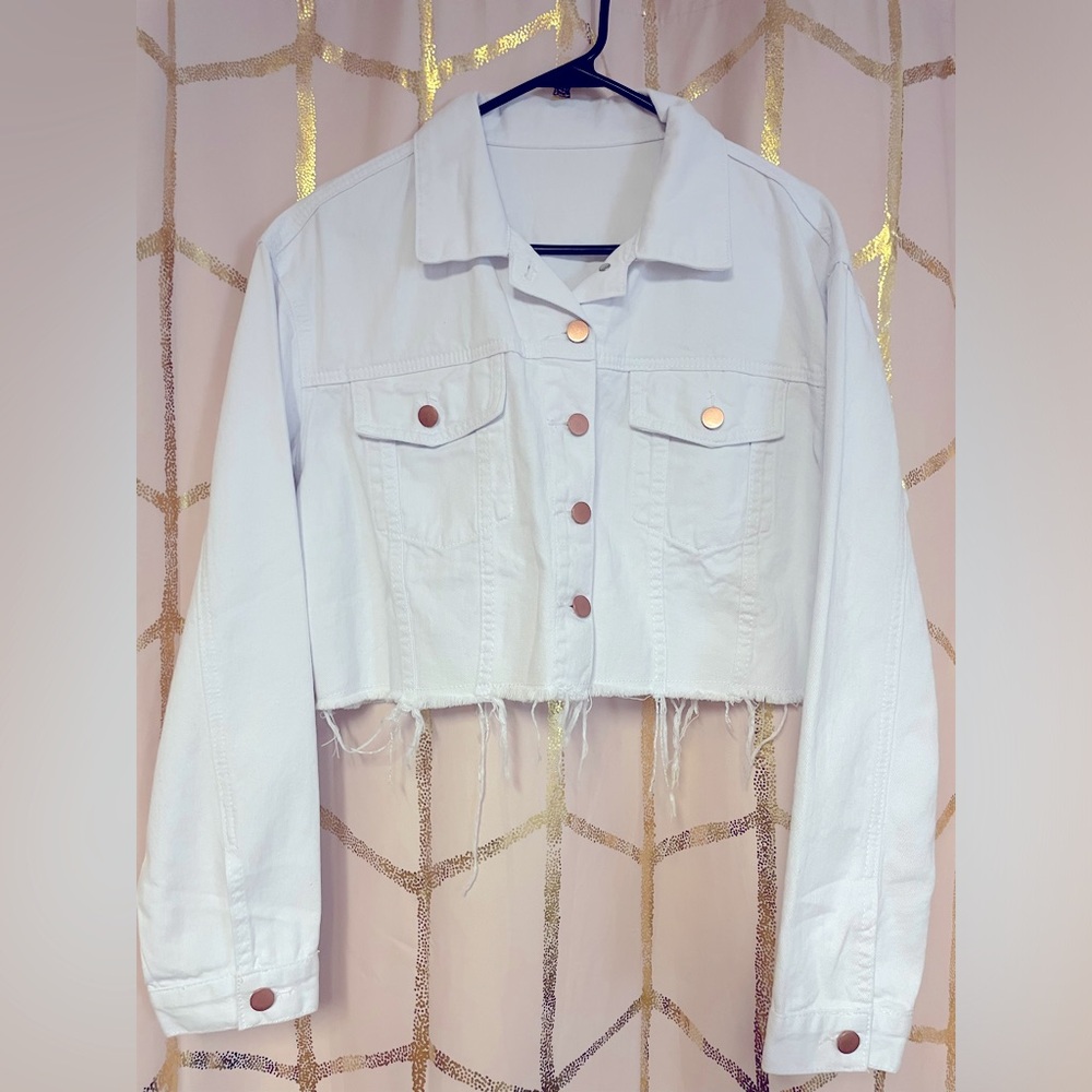 Shein Essnce Solid Denim Jacket With Patch Pocket… - image 1